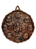 Black Metal Antique Wall Hanging Decor of Asht Ganeshji - 7.75" Height